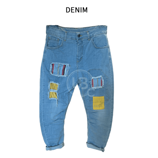 DENIM HAREM COLOUR PATCH JEANS