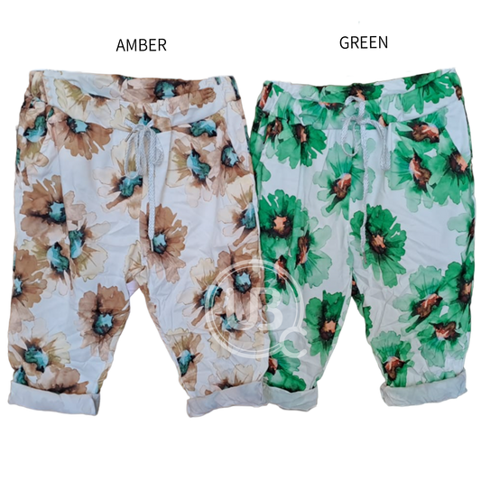 COTTON ELASTANE FLOWER SHORTS