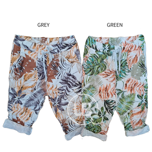 COTTON ELASTANE LEAF SHORTS