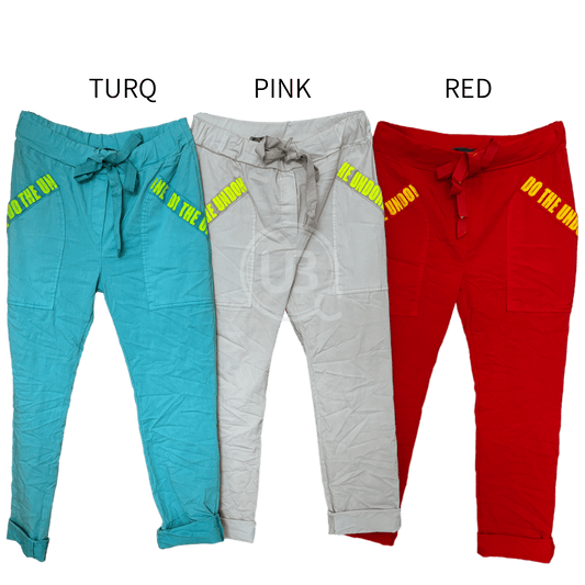 COTTON ELASTANE NEON POCKET TRIM PANTS