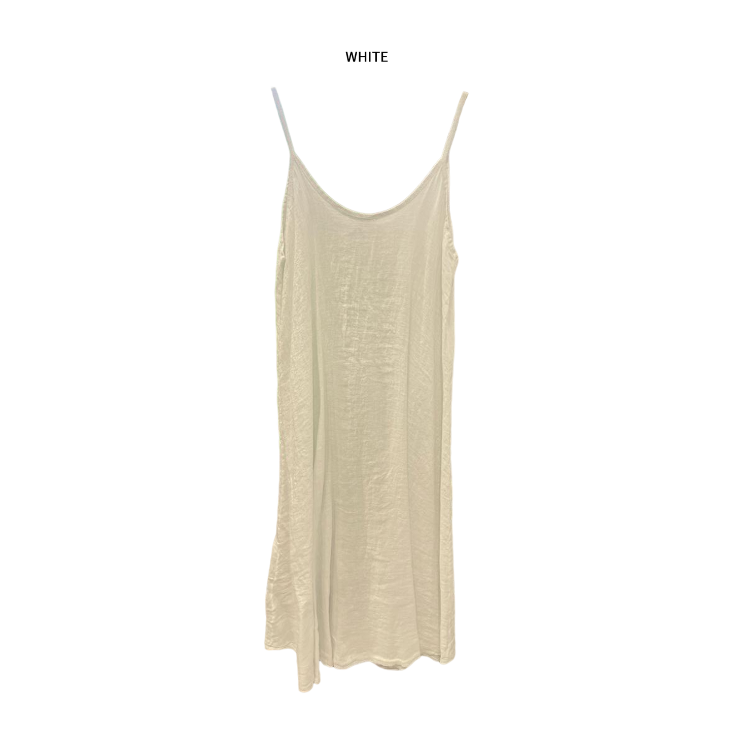 LINEN PLAIN STRAP DRESS