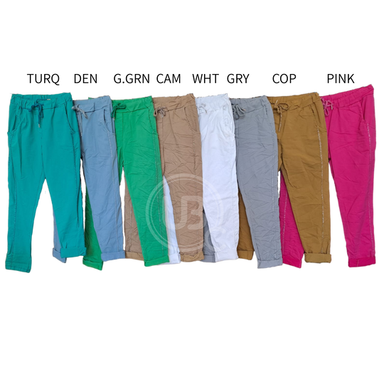 COTTON ELASTANE LUREX OVERLOCK TRIM PANTS