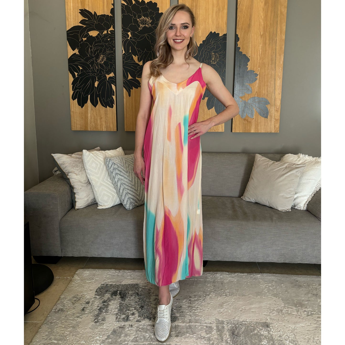 VISCOSE STRAP SUN DRESS