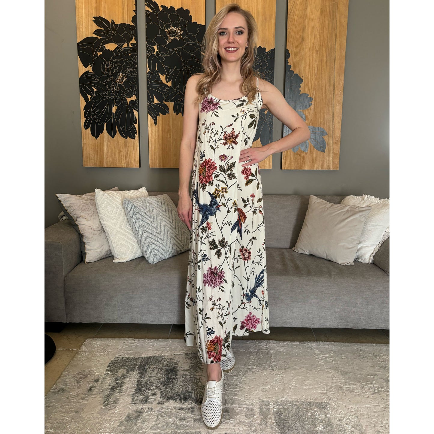 VISCOSE FLORAL CAMI MAXI DRESS