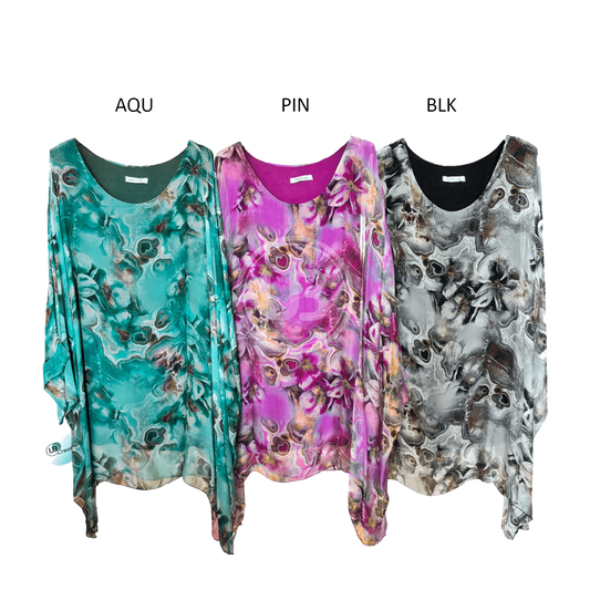 SERENA SILK FLORAL BATWING TOP