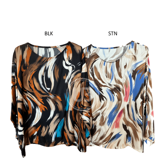 CELIA SATIN PRINT LONG SLEEVE BLOUSE