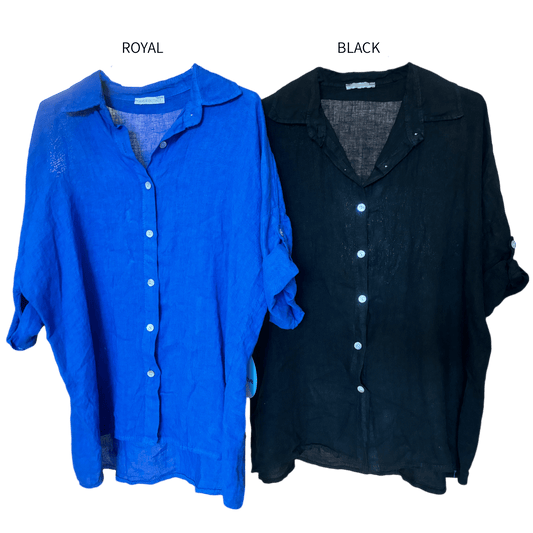 GRAZIELLA LINEN BUTTON-UP SHIRT