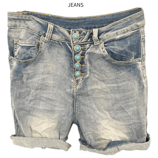 ANNAMARIA DENIM TURQUOISE JEWEL BUTTON-UP SHORTS