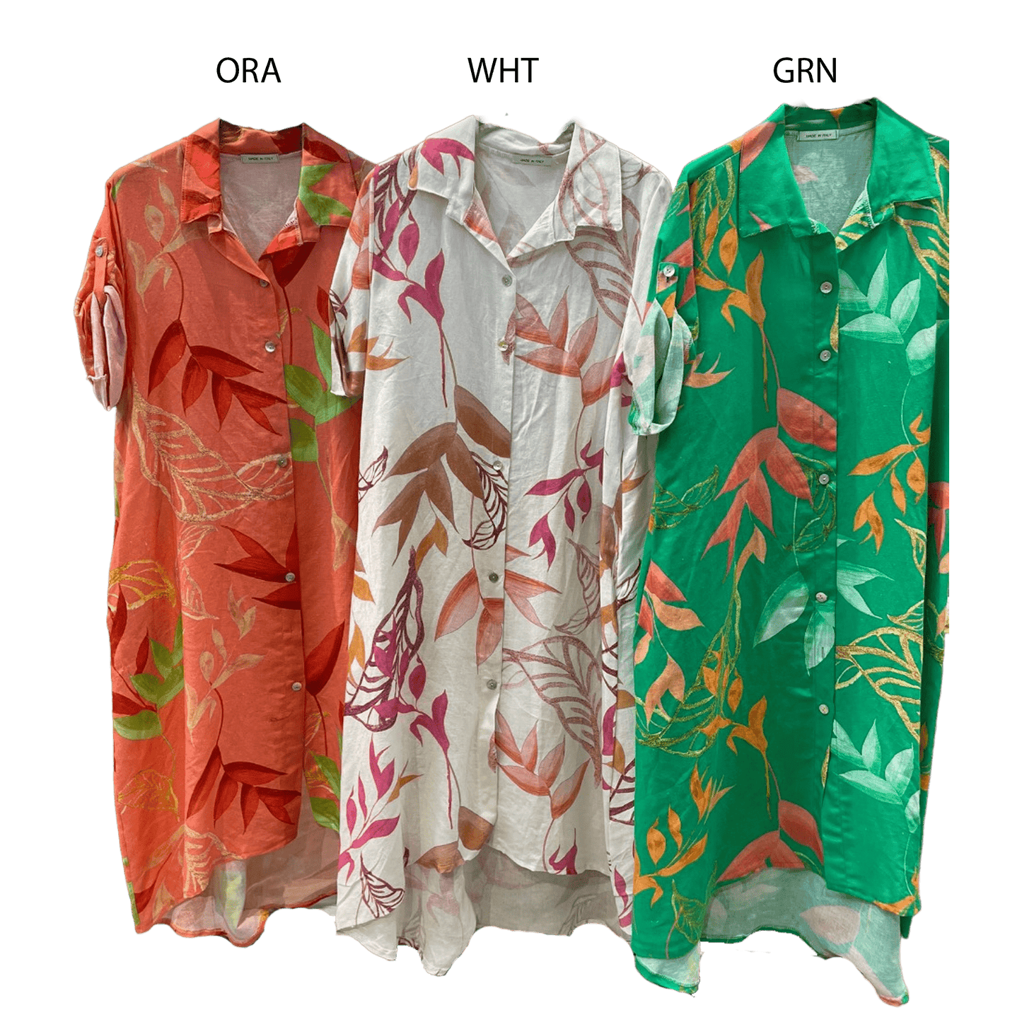 LOLANDA LINEN PRINTED LONG SHIRT DRESS