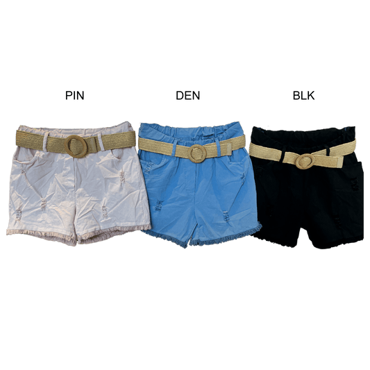 CLAUDIA COTTON ELASTANE FRAY HEM SHORTS