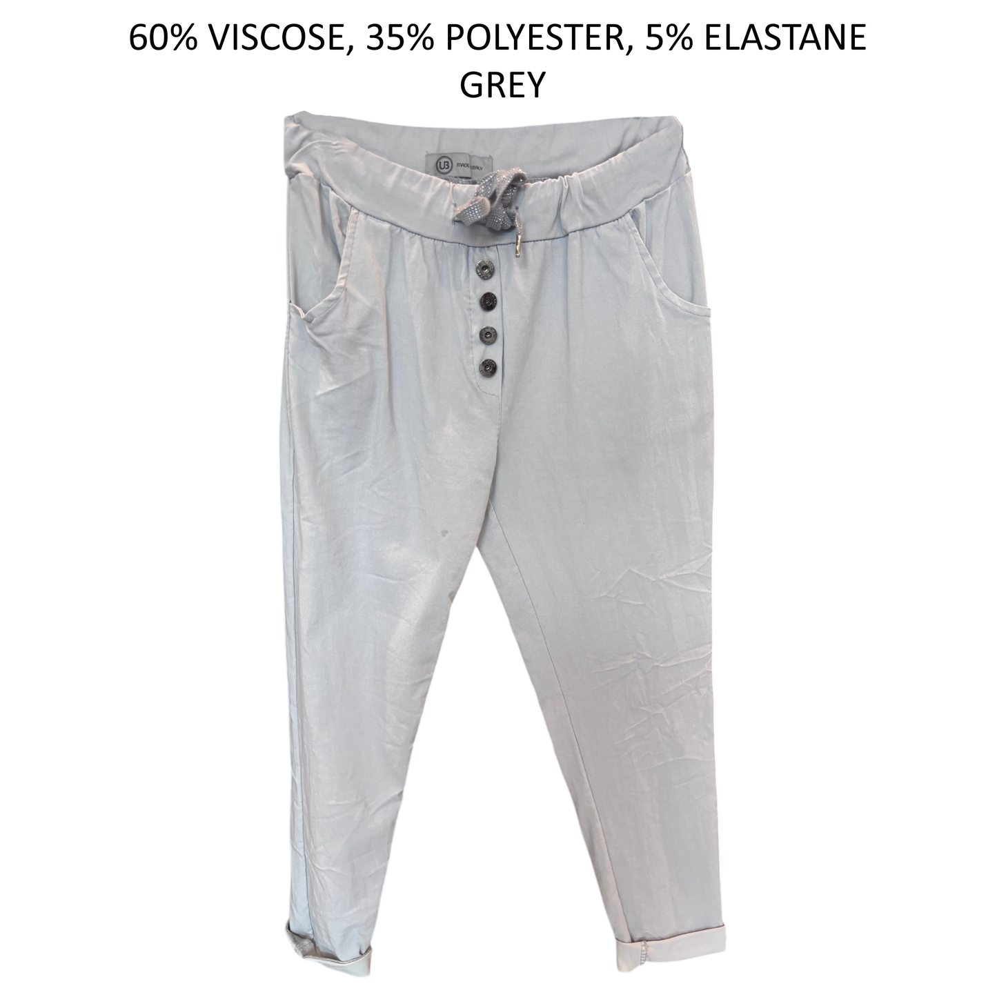 DANIELA COTTON ELASTANE BUTTON DETAIL PANTS