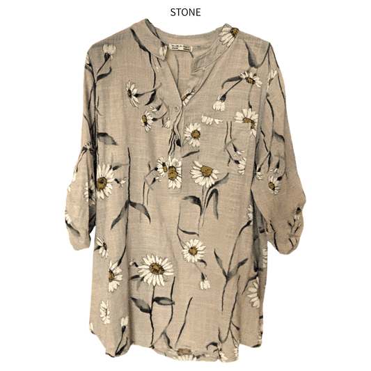 AMALIA COTTON LINEN DAISY PRINT SHIRT