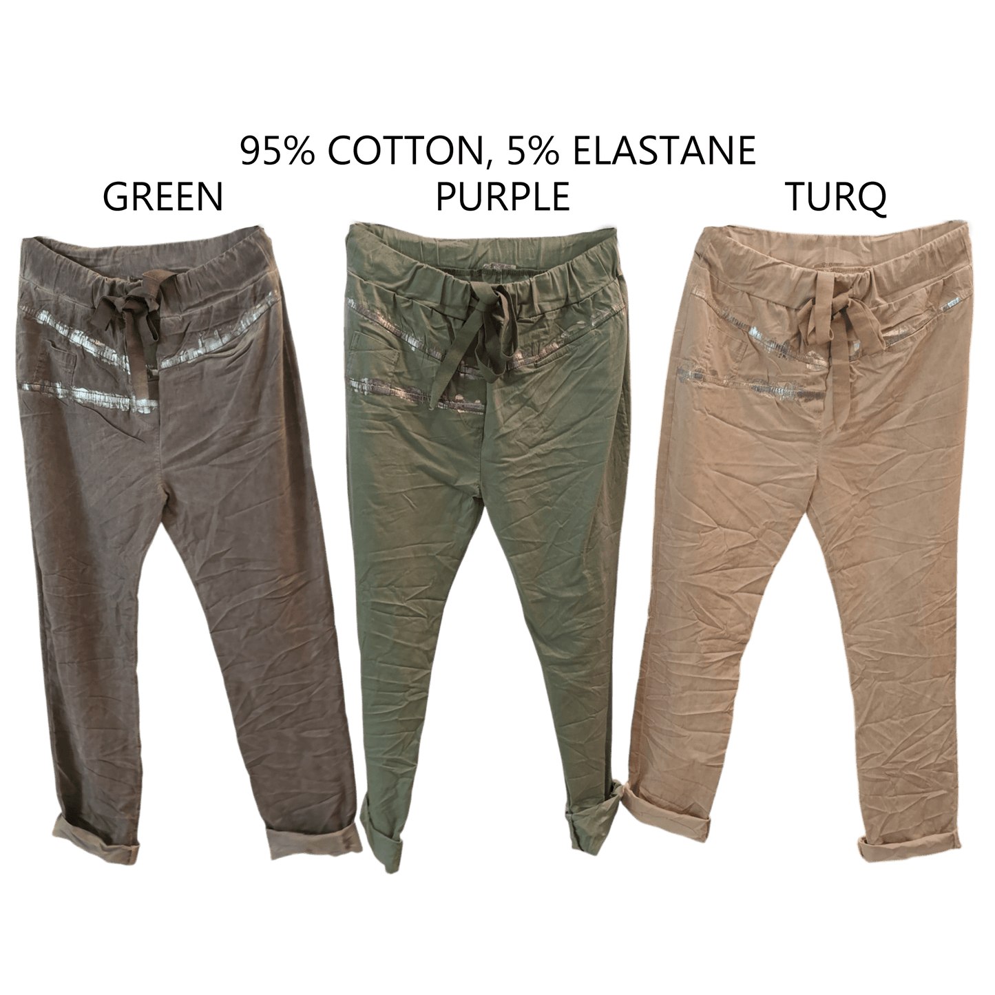 NOELIA COTTON ELASTANE FOIL PRINT PANTS