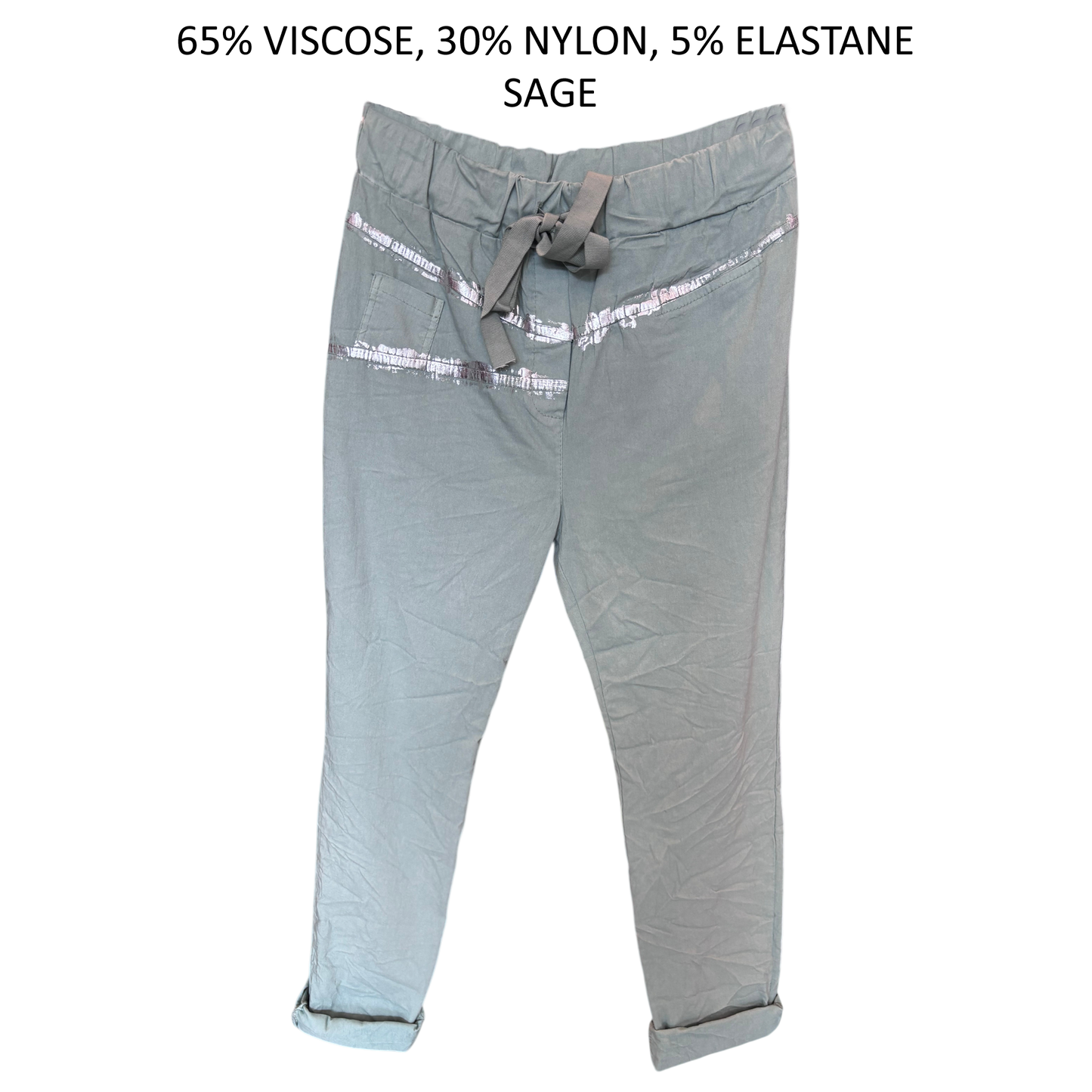 NOELIA COTTON ELASTANE FOIL PRINT PANTS