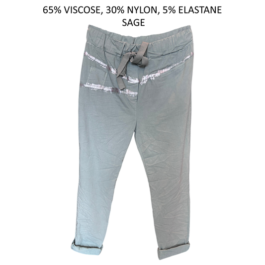 NOELIA COTTON ELASTANE FOIL PRINT PANTS