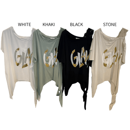 VALENTINA COTTON VISCOSE GLAM FOIL KNIT TOP