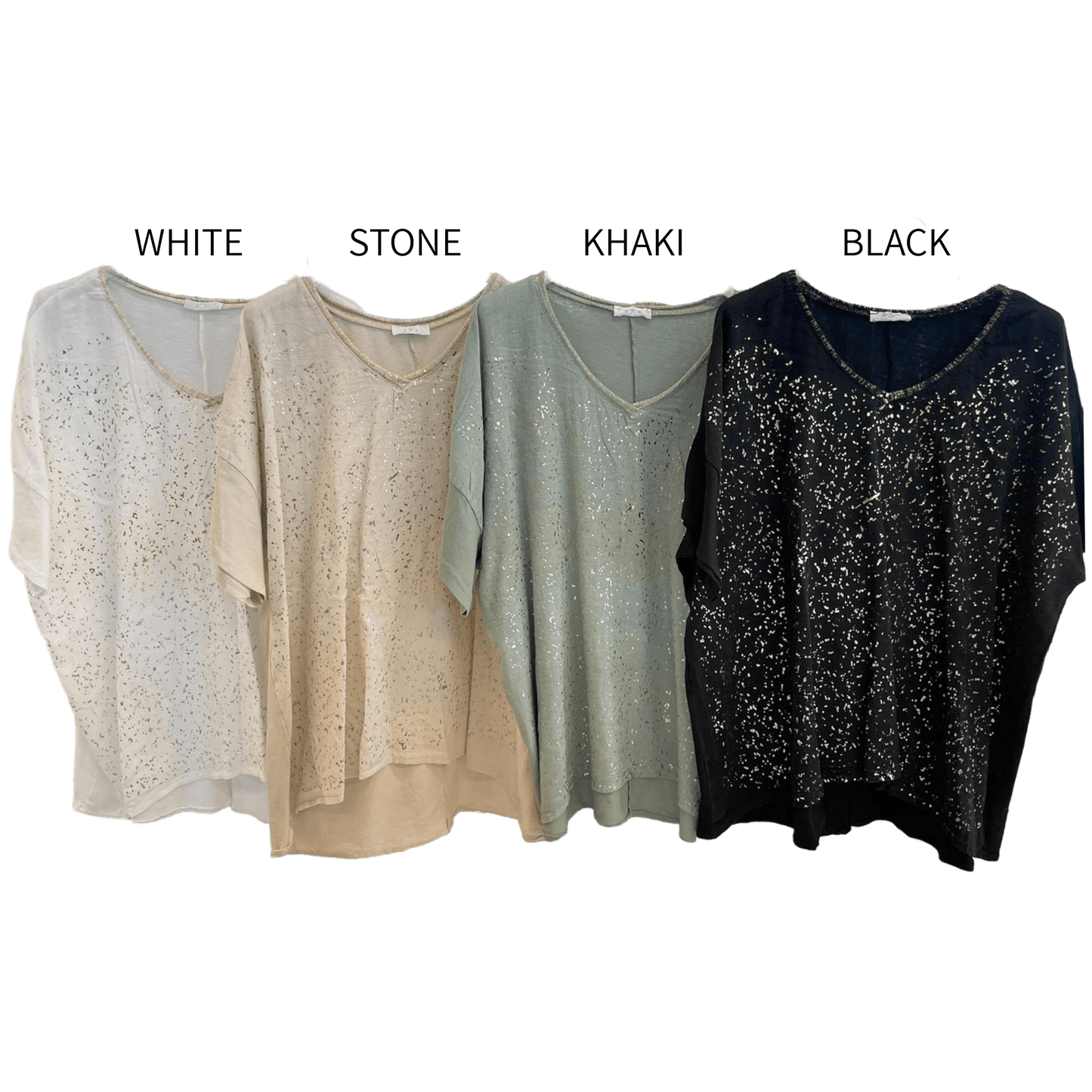 VANESA COTTON VISCOSE FOIL KNIT TOP