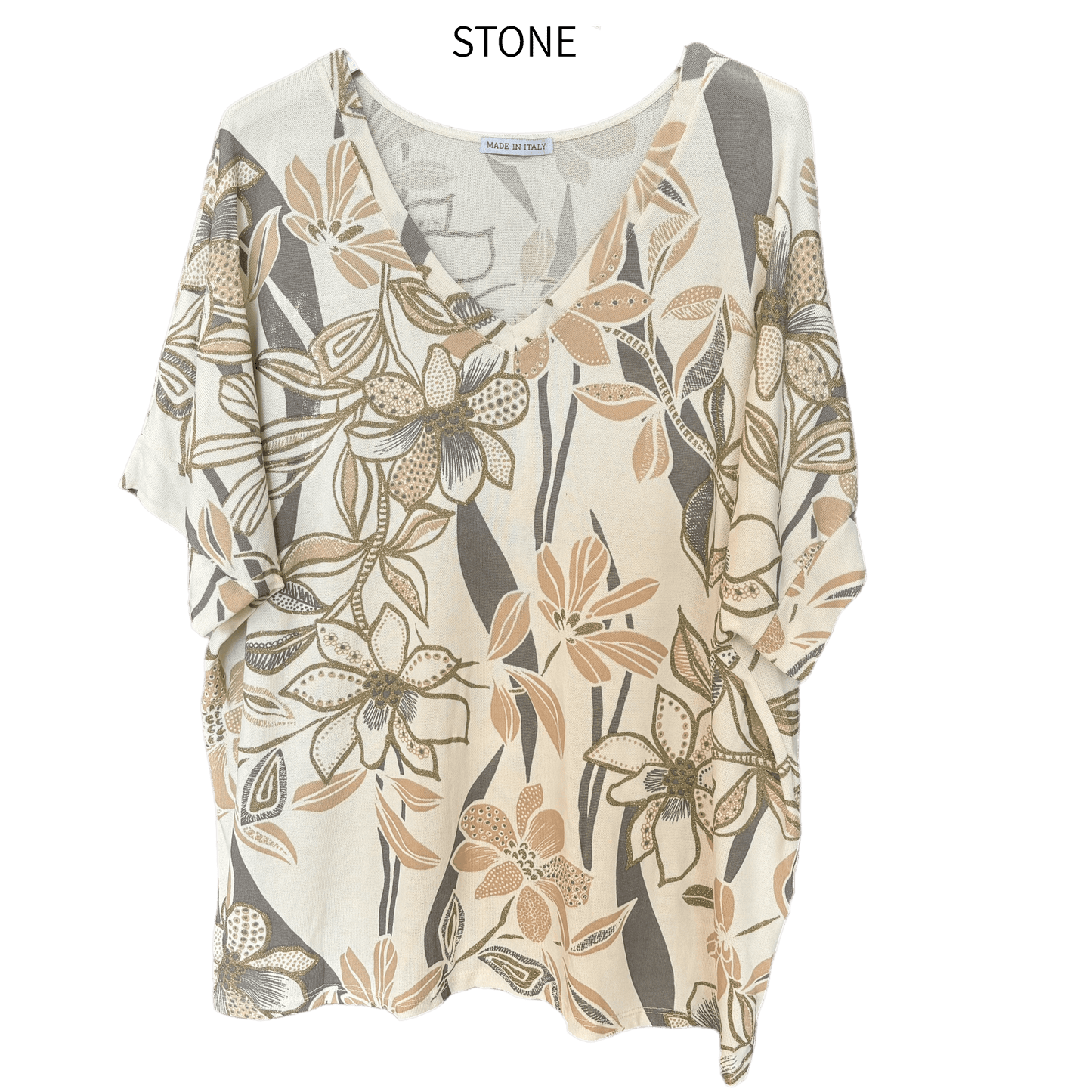 SONIA VISCOSE KNIT GLITER FLORAL PRINT TOP