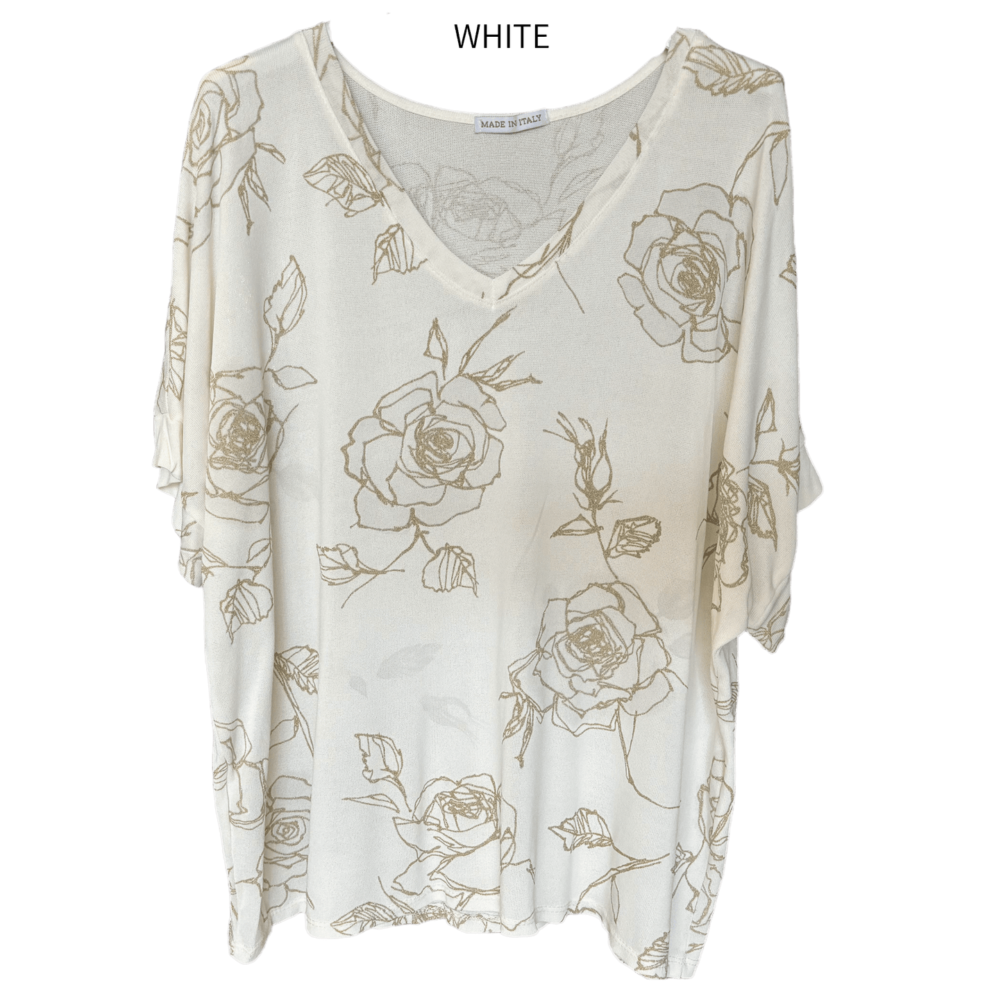 SUSANA VISCOSE KNIT GLITER FLOWER PRINT TOP