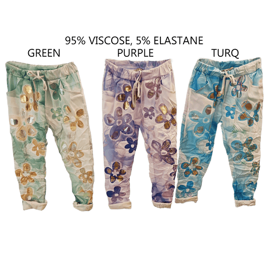 BRIONY VISCOSE ELASTANE FOIL FLOWER PANTS