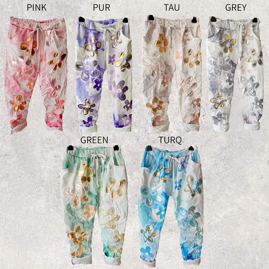 BRIONY VISCOSE ELASTANE FOIL FLOWER PANTS