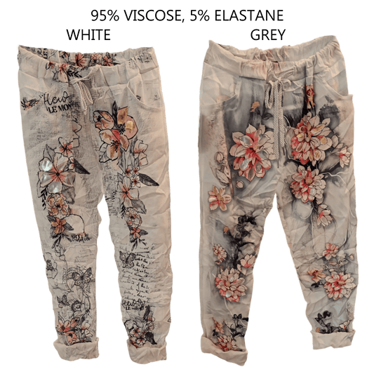 CELESTIA VISCOSE ELASTANE FLORAL FOIL PANTS
