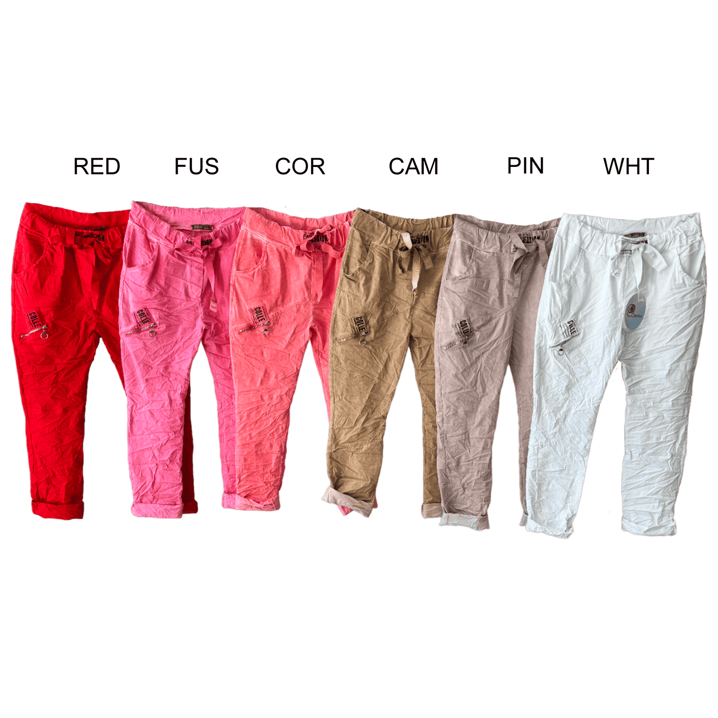 EIRA COTTON ELASTANE ZIP DETAIL PANTS