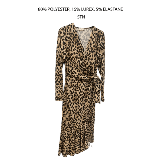 EMMA ANIMAL PRINT WRAP DRESS