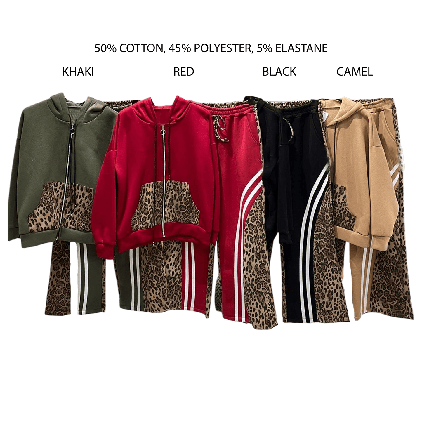 KATHERINE TRACKSUIT ANIMAL PRINT SET - KHAKI