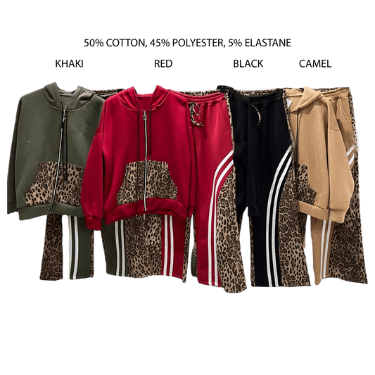 KATHERINE TRACKSUIT ANIMAL PRINT SET - KHAKI