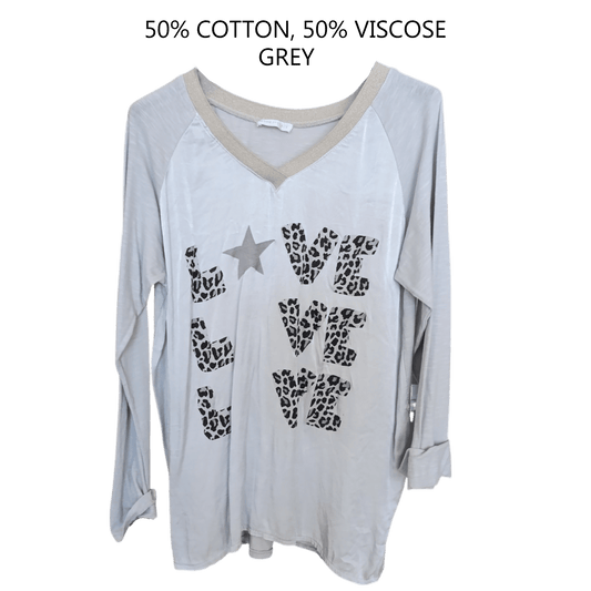 LOVE COTTON VISCOSE V-NECK TOP
