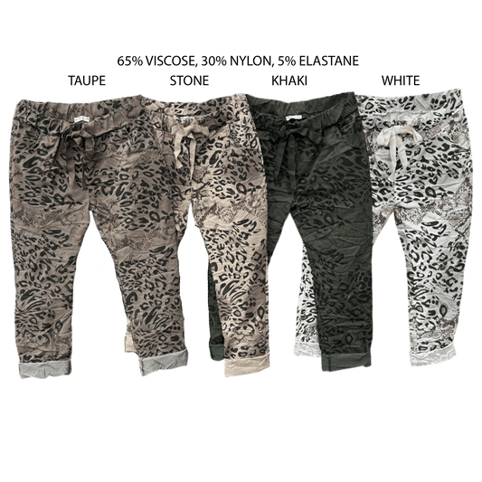 SARA VISCOSE STRETCH ANIMAL PRINT PANTS