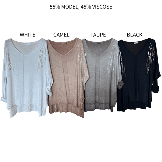 ARABELLA MODAL KNIT FOIL SHOULDER PRINT TOP