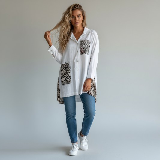 KINSLEY COTTON ANIMAL PATCH SHIRT