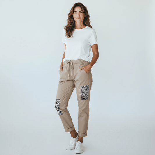 EVA VISCOSE STRETCH ANIMAL PATCH PANTS