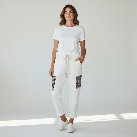 EVA VISCOSE STRETCH ANIMAL PATCH PANTS