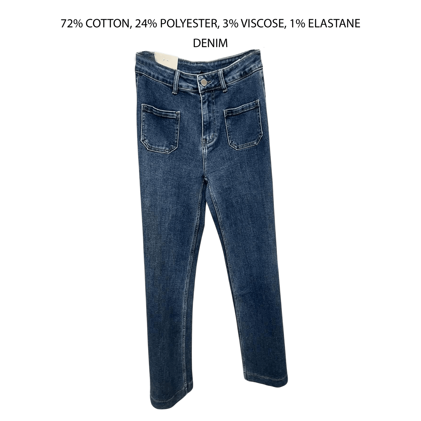 PAISLEY DENIM FRONT PATCH POCKET JEANS