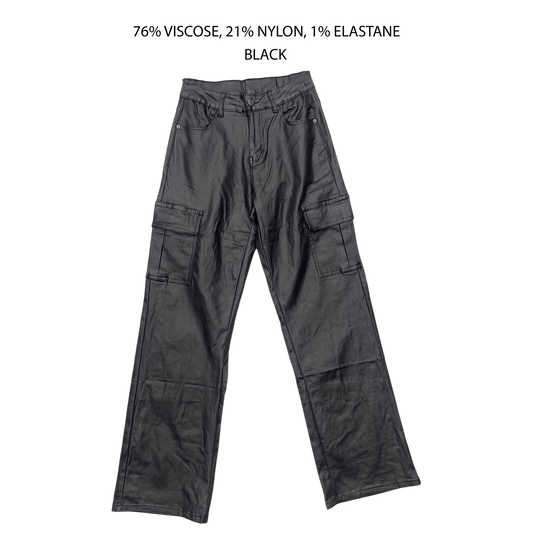 GENESIS LEATHER LOOK CARGO PANTS