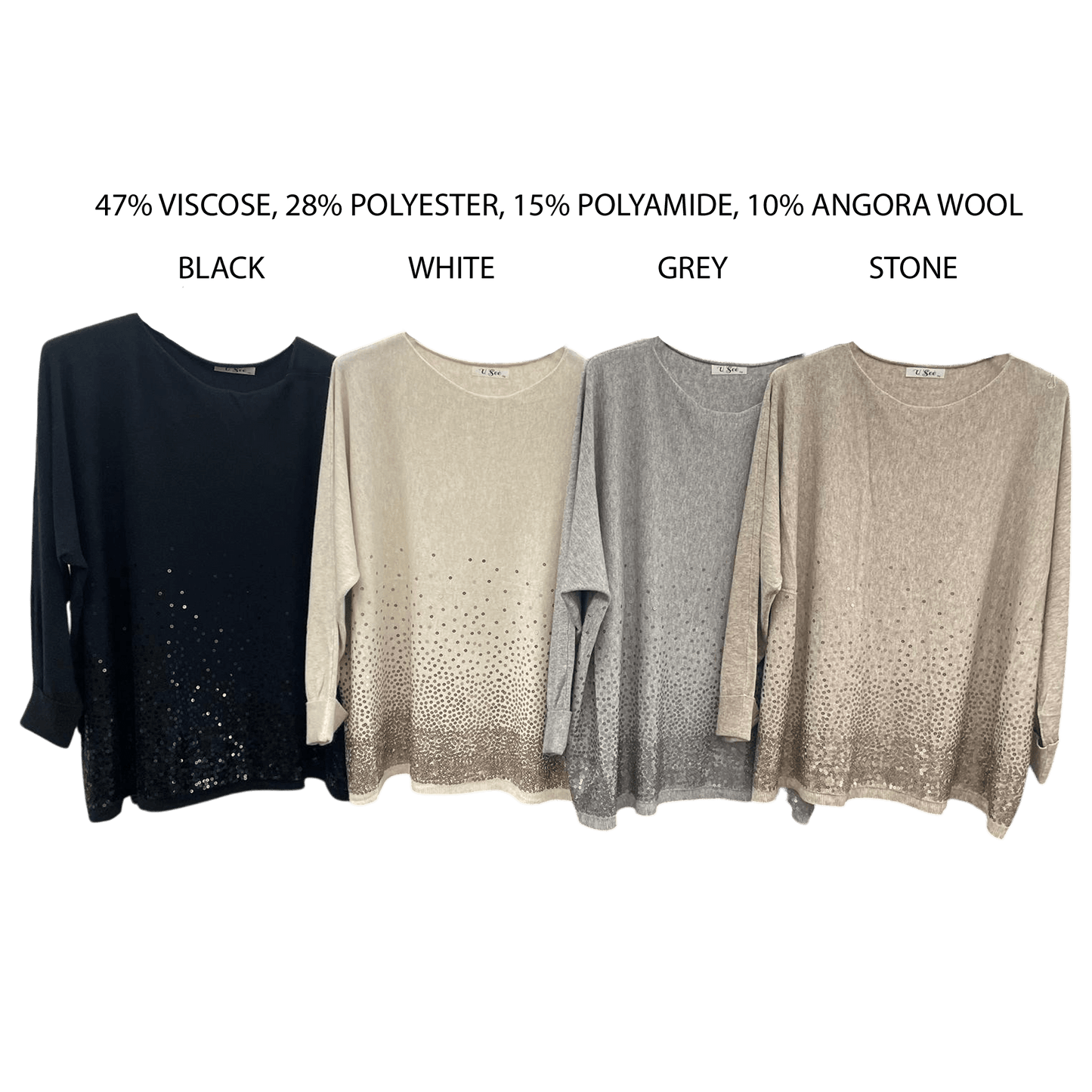 LILY SOFT KINT MIX ANGORA WOOL SEQUIN TOP