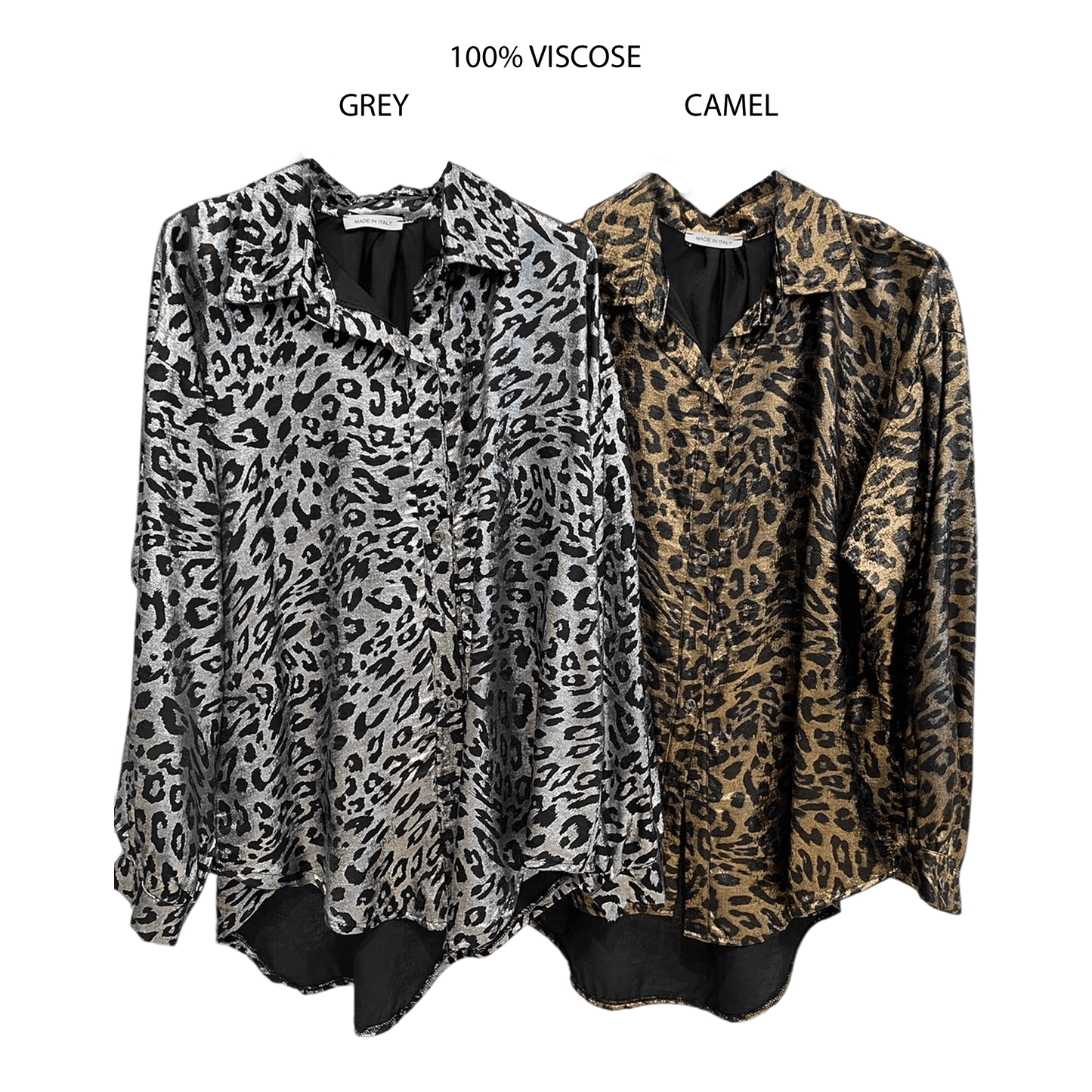 ANNA VISCOSE SATIN ANIMAL PRINT SHIRT