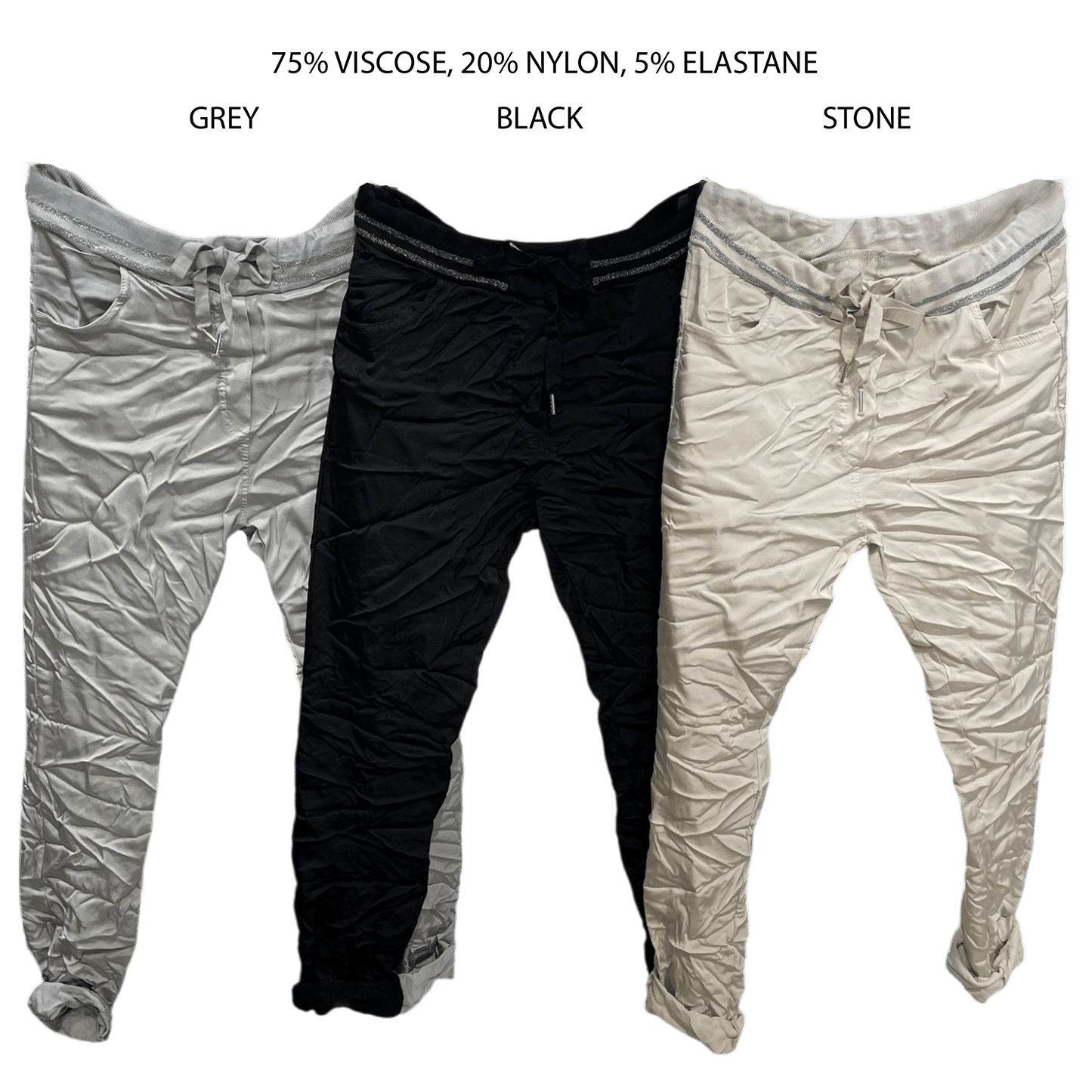 LILLIAN VISCOSE ELASTANE RIBBING WAISTBAND PANTS