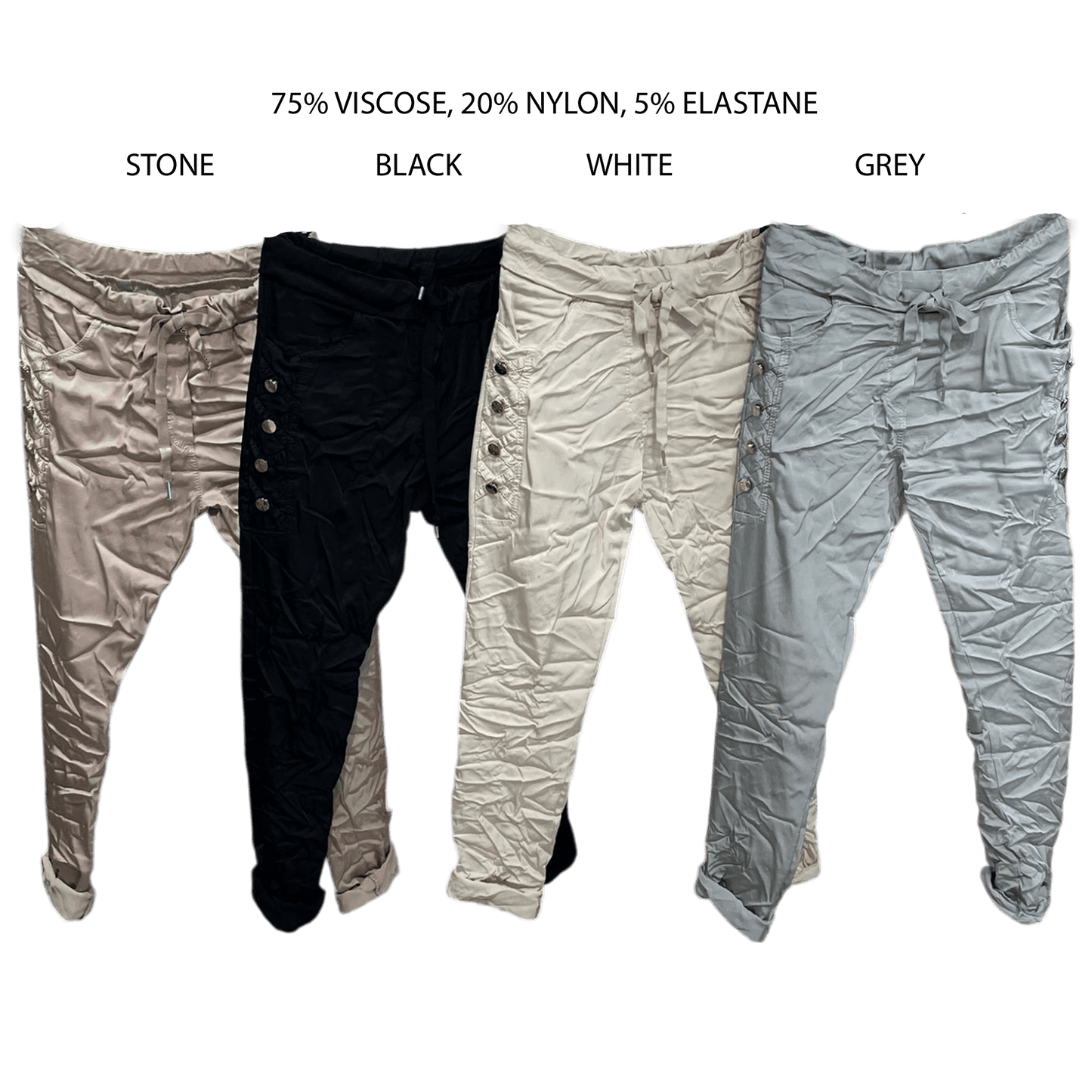 STELLA VISCOSE ELASTANE QUILT PANEL DETAIL PANTS