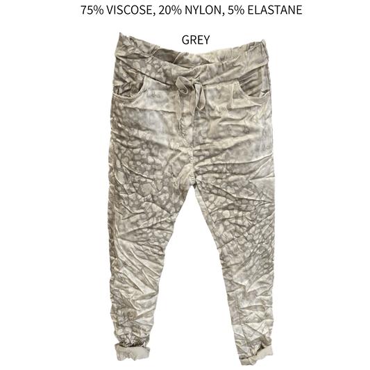 SIENNA SATIN VISCOSE STRETCH ANIMAL PANTS