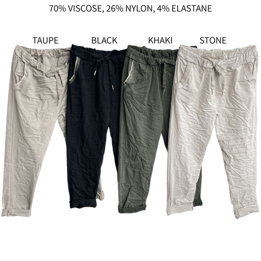 LOLA VISCOSE ELASTANE RIB KNIT POCKET PANTS