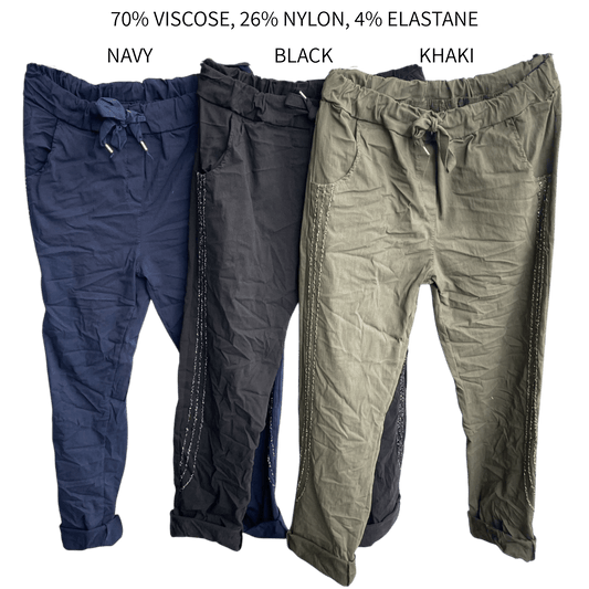 JAYLA VISCOSE ELASTANE LUREX SIDE TRIM PANTS