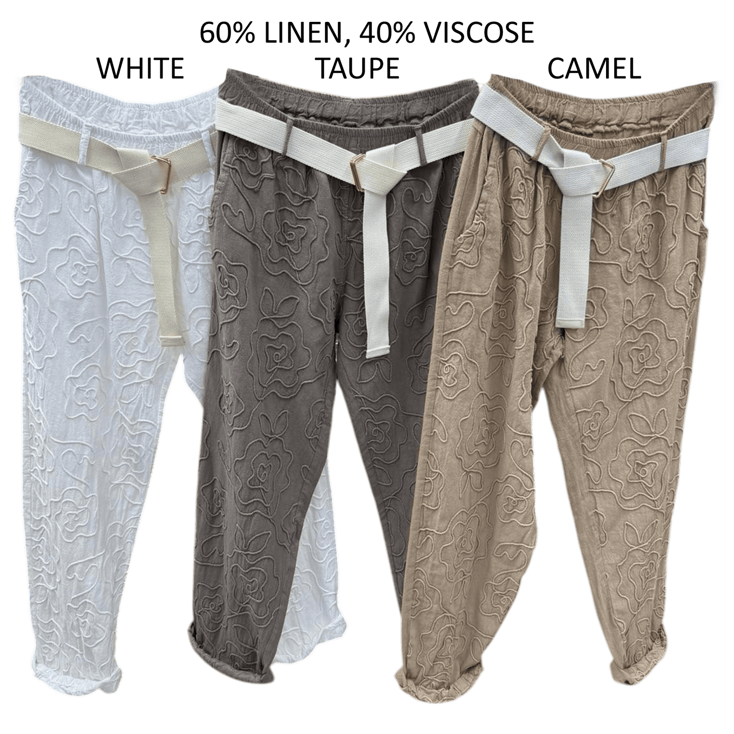 KATE LINEN COTTON EMB PRINT PANTS