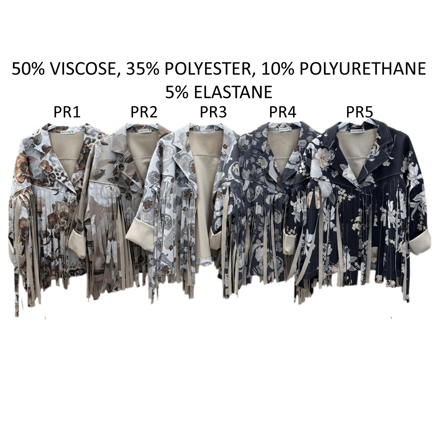 RIVER VISCOSE POLY FLORAL PRINT TASSLE JACKET