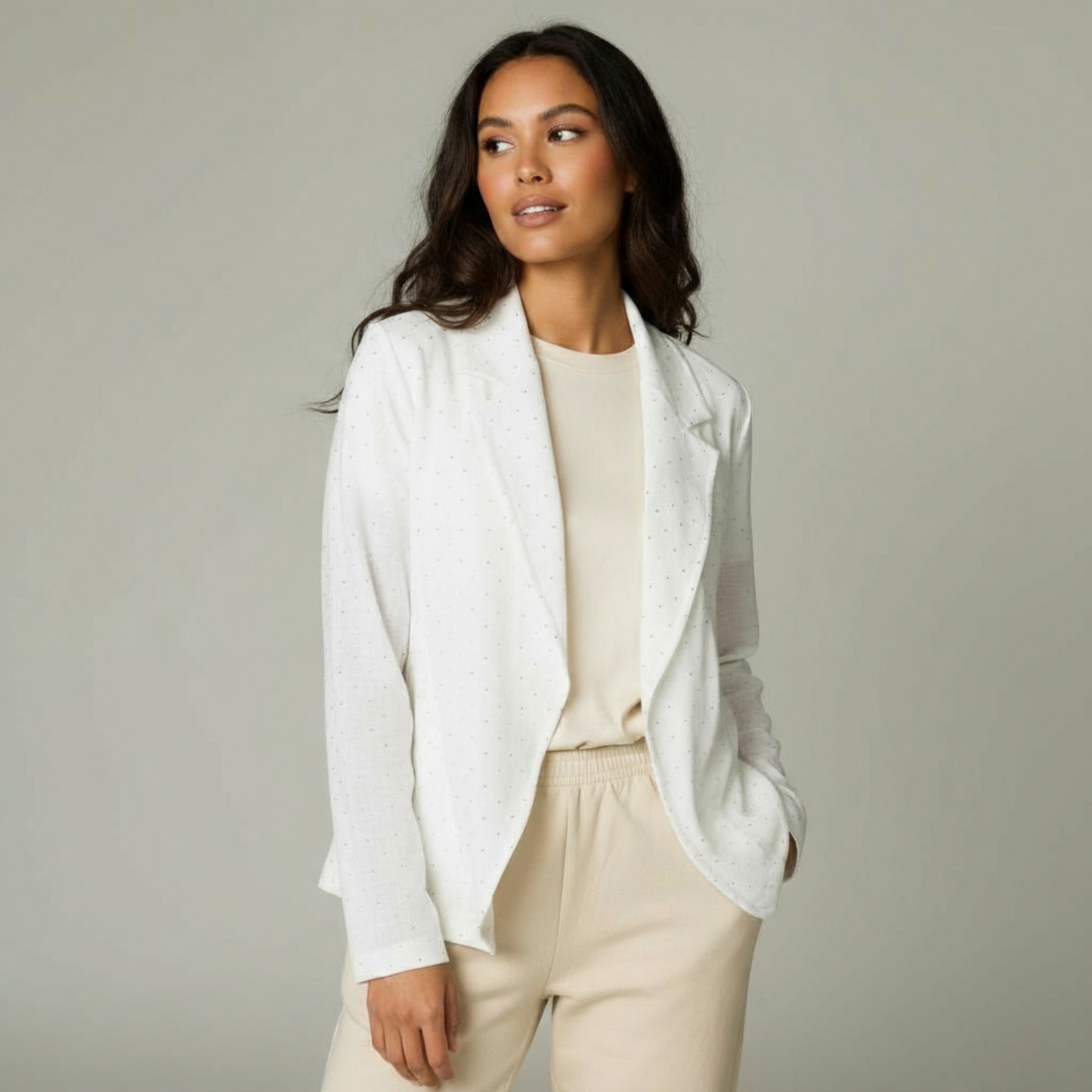 LINEN VISCOSE DIAMANTE DOT JACKET