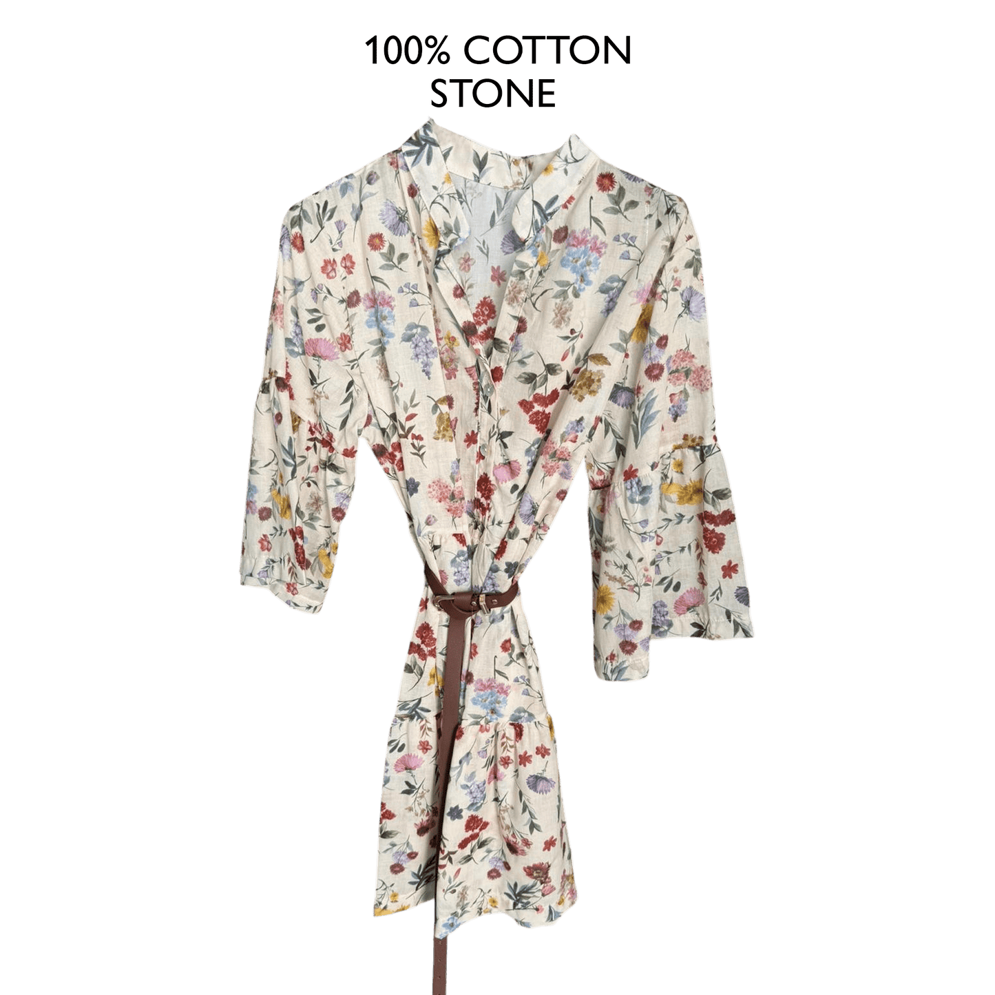 JOSETTE FLORAL COTTON BELTED DRESS