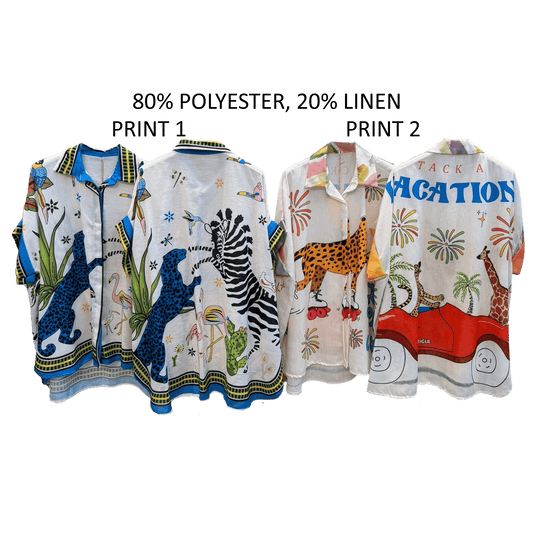 ANDI POLY LINEN PRINTED SHORT SLEEVE SHIRT